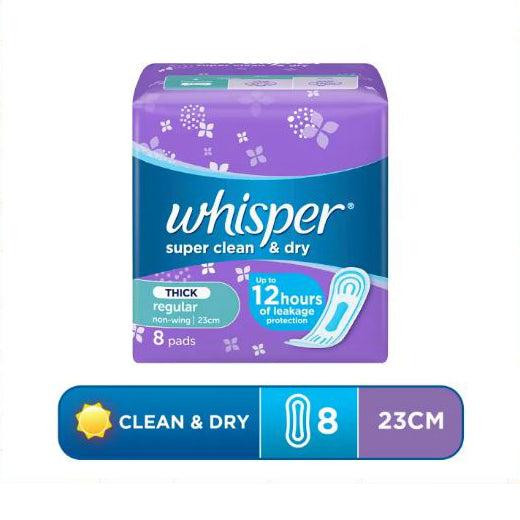 WHISPER SUPER CLEAN REGULAR THICK 8PADS