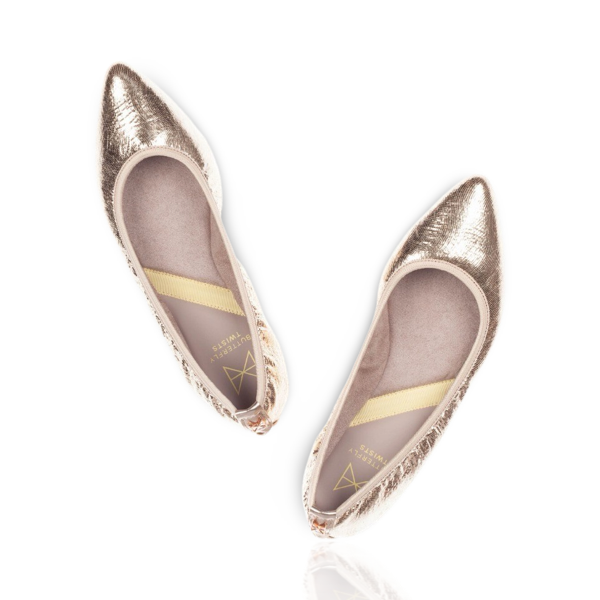 Janey Champagna Ballet Flats (Champagne disco) Stylish ballerinas Fashionable footwear