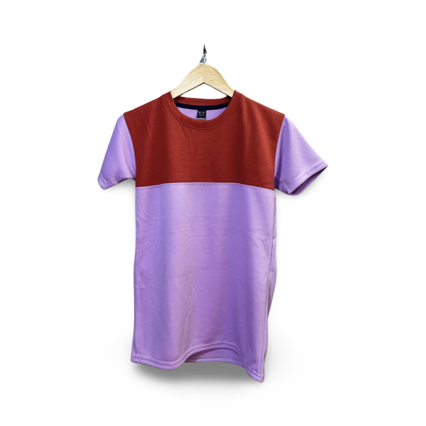Tasal Men's Fashion Slim Fit Soild T-Shirt Color Purple & Red Short Sleeve Crew Neck