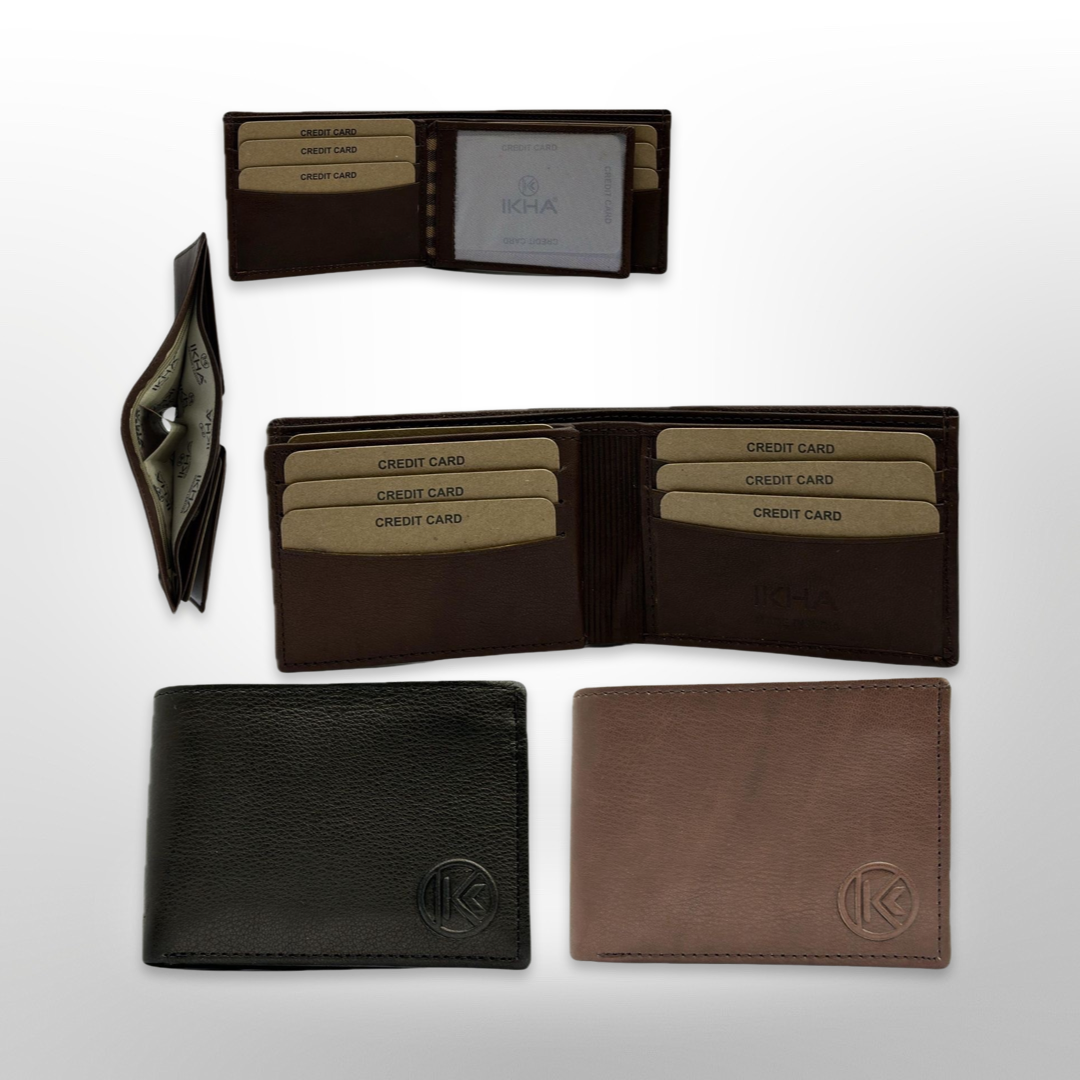 1 Dozen Genuine Leather Wallet for Men Branded Bi-Fold - Black and Light Brown