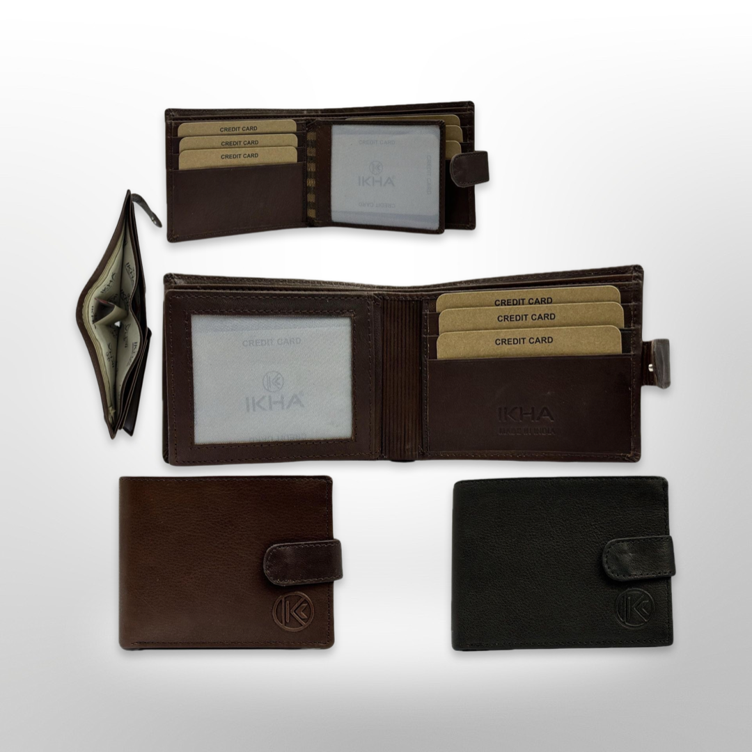 1 Dozen Genuine Leather Wallet for Men Branded Button Bi-Fold - Black and Dark Brown