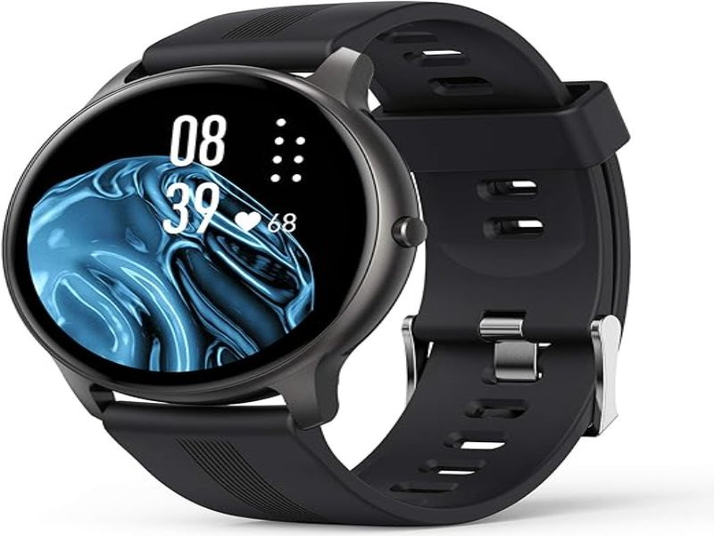 Tasal Smart Watch for Unisex Smartwatch for Android and iOS Phones IP68 Waterproof Activity Tracker with Full Touch Color Screen Heart Rate Monitor Pedometer Sleep Monitor, Black,