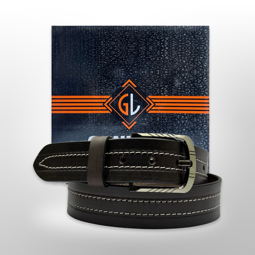 1 Dozen Shiny Premium Quality Men's Leather Adjustable Belt Wide, Stylish Belt - Black with White Design