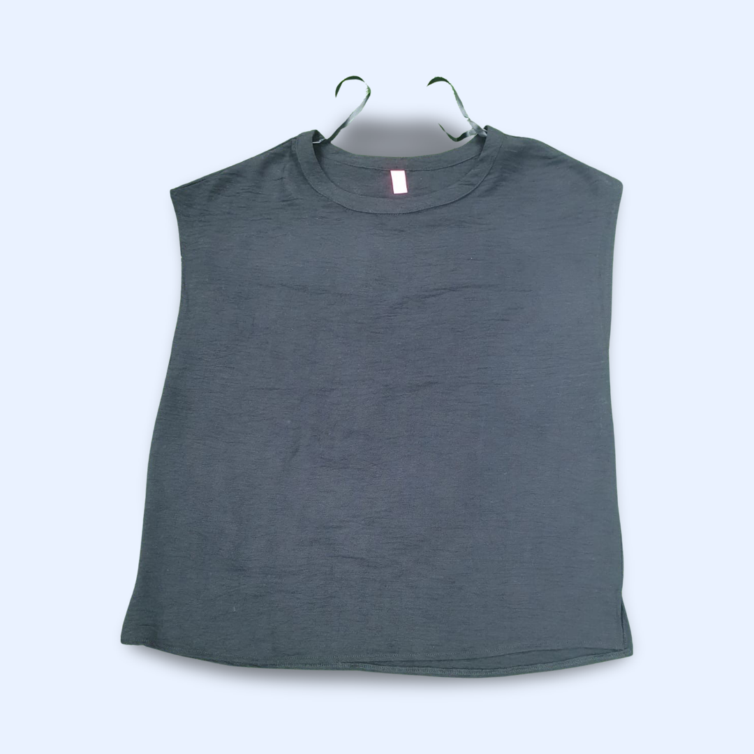 1 Dozen Women's Sleeveless Tank Top Loose Fit Casual Crew Neck T Shirts Basic Tee Tops - Black