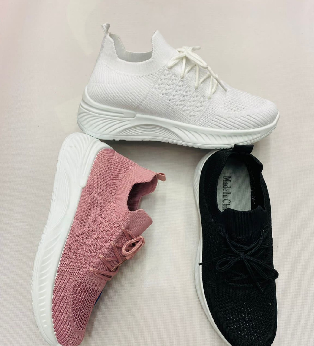 High-end breathable sponge cake Slip-On Shoes For Women and Girls Premium quality Fashion shoes Women White - Pink - Black (24 pairs in one BOX) Size 36 to 41