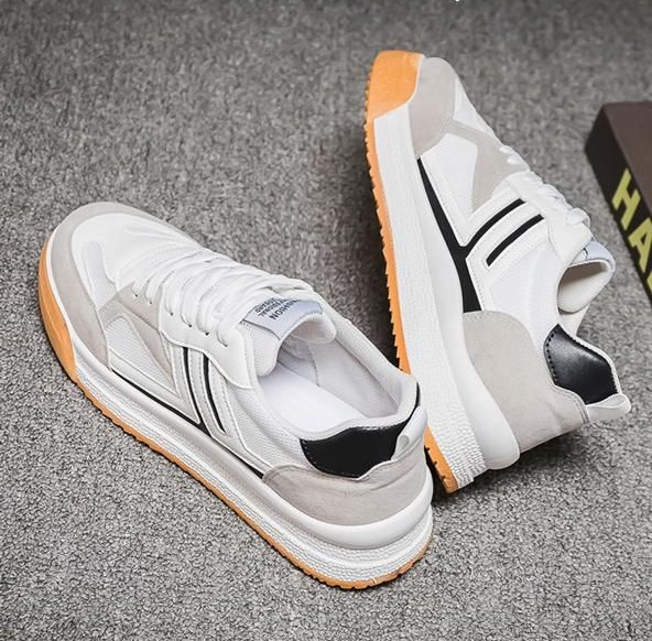 Men's Fashion White/Black/Orange Combination Shoes For Men Breathable Casual Shoes Men's shoes Trendy Sneakers