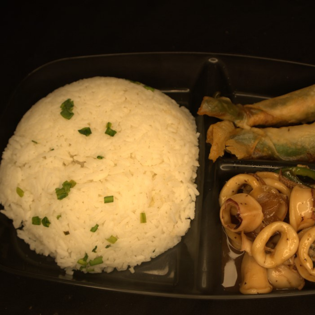 Adobong Pusit + Dynamite With Rice