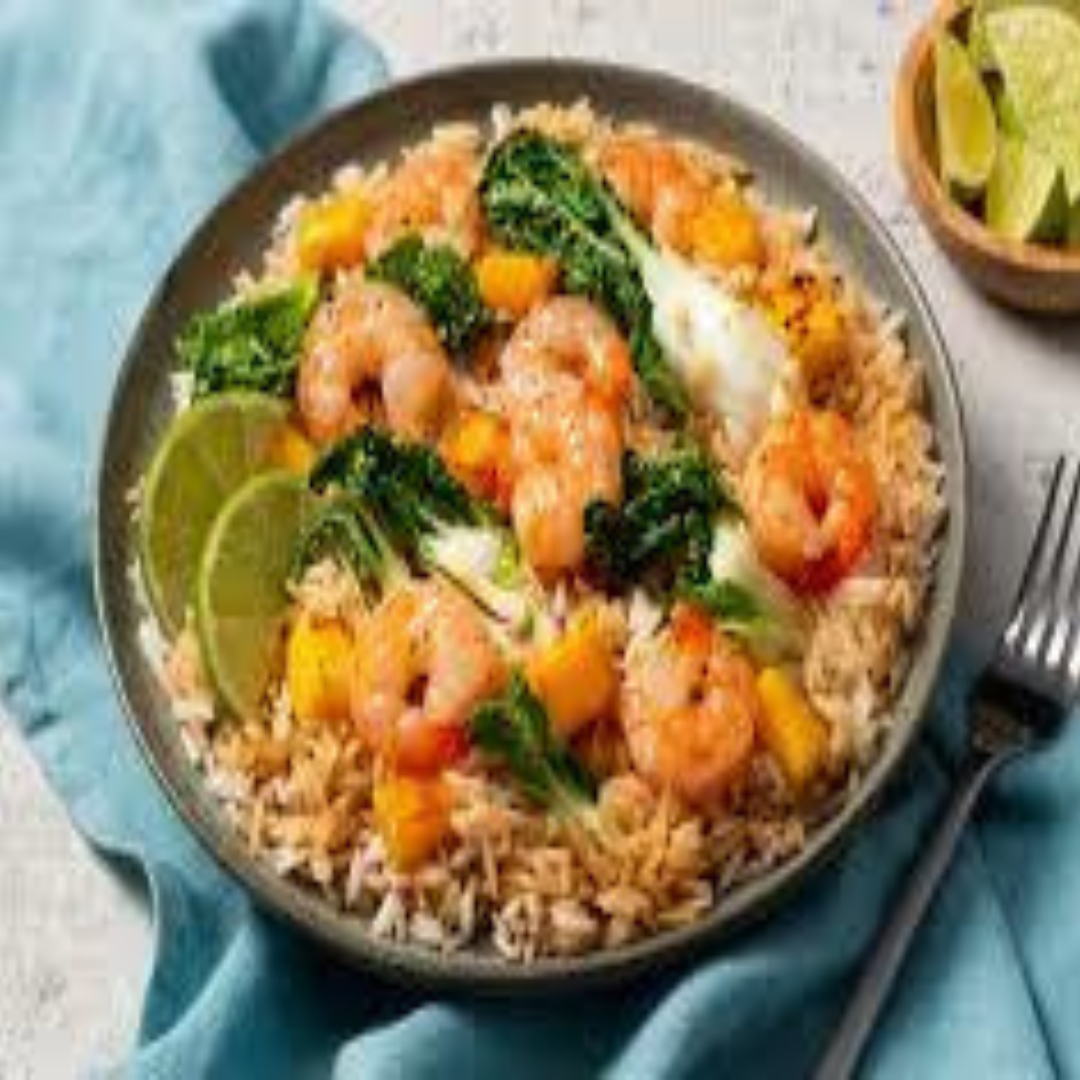 Shrimp & Garlic Bok Choy Rice Bowl