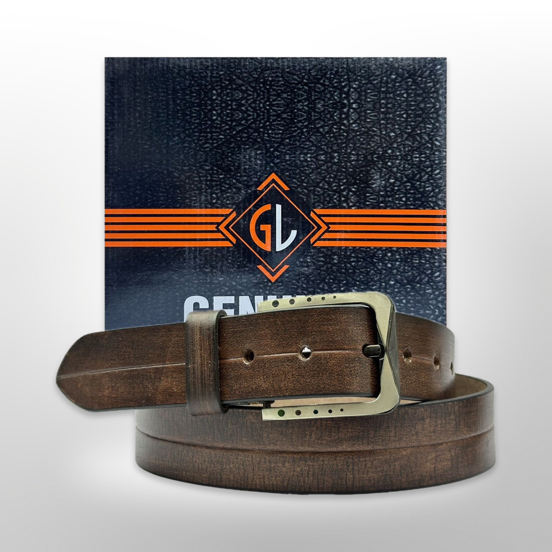 1 Dozen Premium Quality Men's Leather Adjustable Belt Wide, Stylish Belt - Genuine Classic Brown