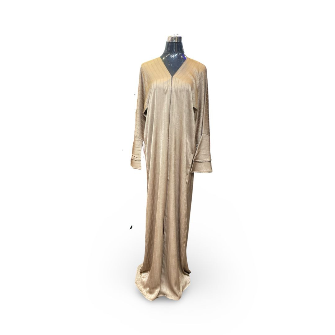 Light Khaki Ethnic Clothing Muslim Women Abaya Long Dress Elegant Sleeves