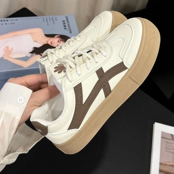 Fashionable Sneaker Shoes for Women's and Girl's Sneakers For Women Best Sneakers Latest Fashion and Design Cream and Blue/Brown Strips