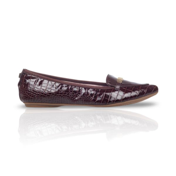 Katia Patent Croc Loafer (Brown) Comfortable flats, Women's footwear