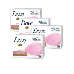 Dove Moisturising Soap Bar Nourishing Formula for All Skin Types, Pink with ¼ Moisturising Cream, 135g - Pack of 4